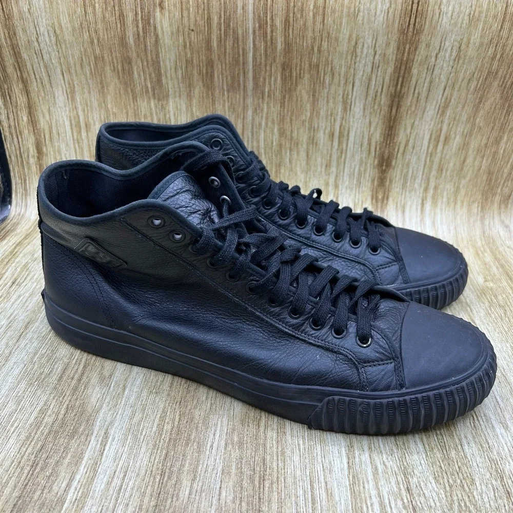 PF Flyers Center Hi Sneakers Men's Size 15 Black‎ Leather High Top All Black